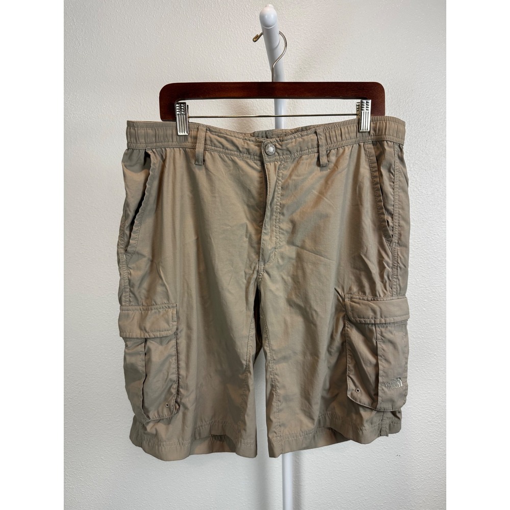 The North Face Cargo Short Men 34 Khaki Tan Nylon Hiking Outdoor Ripstop Utility